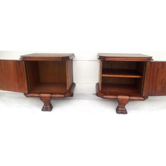 Lion Paw Bedside Tables, 1950s, Set of 2 For Sale - Image 3 of 18