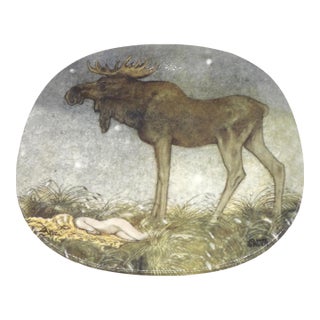Rörstrand John Bauer Porcelain 7.5" Plate | Skutt the Moose & Princess Tuvstarr | Swedish Fairy Tale Art For Sale