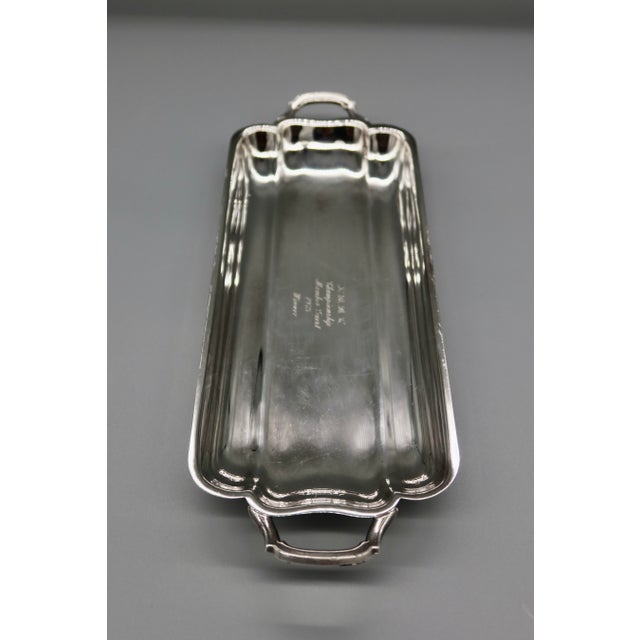 Poole Silver Co. Vintage 1975 Silverplate Trophy Tray With Handles — Engraved, Poole Silver Co. For Sale - Image 4 of 9