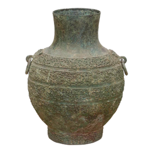 Echoes of Han Dynasty Style, Large Engraved Bronze Vase