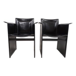 Solaria Chairs in Black Leather by Tito Agnoli for Arrben, 1970s, Set of 2 For Sale