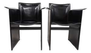 Solaria Chairs in Black Leather by Tito Agnoli for Arrben, 1970s, Set of 2