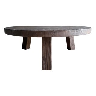 Luna Reclaimed Elm Wood Coffee Table in Walnut Finish For Sale