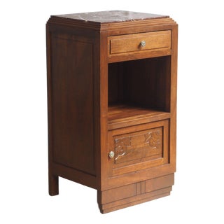 Vintage Art Deco Bedside Table with Red Marble Top, 1930 For Sale