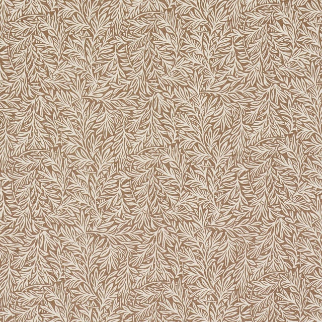 SAMPLE - Schumacher Willow Leaf Fabric In Mocha For Sale