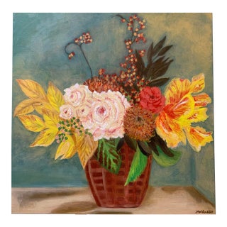 "Bittersweet" Contemporary Impressionist Style Floral Still Life Acrylic Painting For Sale