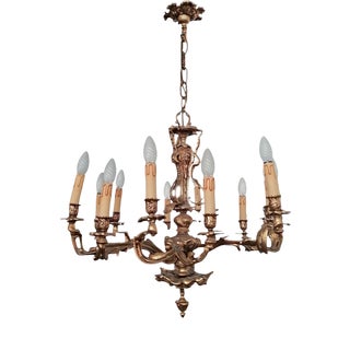 Louis XVI Style Bronze 12-Light Chandelier For Sale