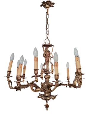 Louis XVI Style Bronze 12-Light Chandelier