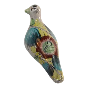 1950s Vintage Mexican Tonala Pottery Hand Painted Bird