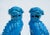 Ceramic Vintage C1970's-1980's Ceramic Glazed Peacock Cerulean Blue Foo Dogs -A Pair For Sale - Image 7 of 13