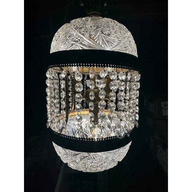 Hollywood Regency Vintage Hollywood Regency Crystal Glass Pineapple Swag Lamp, 21" For Sale - Image 3 of 9