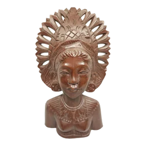 Vintage Hand Carved Wooden Bali Dancer Bust Sculpture