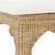 Worlds Away Matthew Izzo Home Massey Ming Style Rattan Bench With Ivory Linen Cushion For Sale - Image 4 of 4