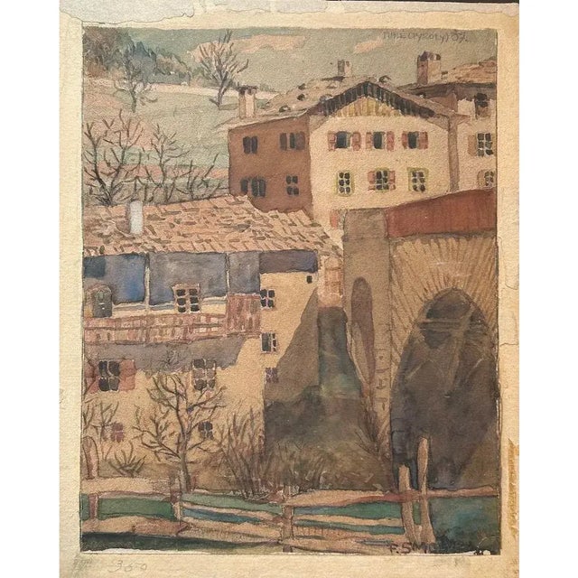 F. Smolka "Tyrol, Austria" Original Antique Watercolor Painting Circa Early 20th Century For Sale In Reno/Lake Tahoe - Image 6 of 9