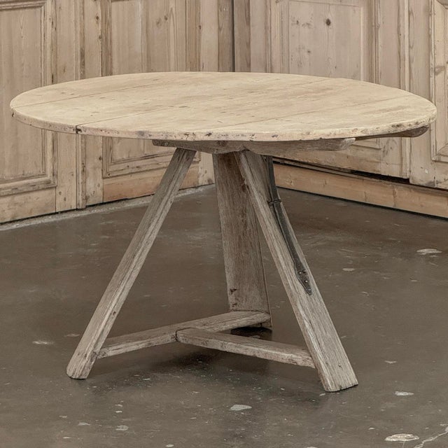 18th-Century-Rustic-Dutch-Stripped-Oak-Round-Tilt-Top-Center-Table For Sale - Image 9 of 18