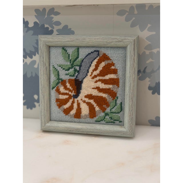 Small Vintage Nautilus Shell Needlepoint For Sale In Charleston - Image 6 of 7