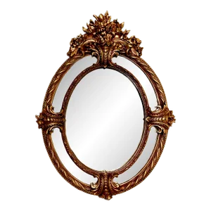 Large 19th Century French Louis XV Style Gilt Carved Wood Oval Mirror