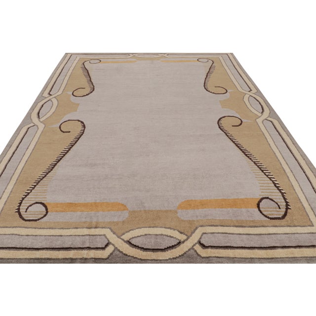 Art Deco Rug & Kilim’s Modern French Art Deco Style Rug in Gray with Geometric Pattern - 14x18 For Sale - Image 3 of 7