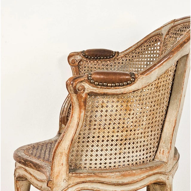 Beige Louis XV Part Painted and Caned Desk Chair For Sale - Image 8 of 12