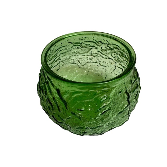 Green Crinkle Glass Vase For Sale - Image 4 of 11