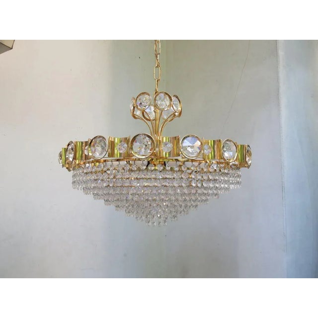 Mid-Century Modern Large Crystal-Plated Ceiling Lamp from Palwa, 1970s For Sale - Image 3 of 18