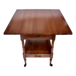 Mid-Century Modern Bar Cart by John Stuart, Cherry & Brass, 1960s For Sale