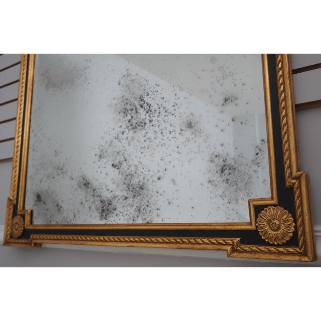 1980s Friedman Brothers Neoclassical Black & Gold Wall Mirror For Sale - Image 5 of 11