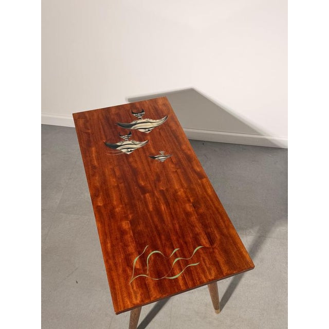 Mid-Century Modern Coffee Table with Fish Motif For Sale - Image 3 of 5