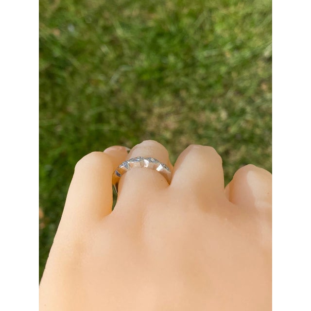 The Walnut Creek: Antique Platinum Stackable Band Set with Diamonds For Sale - Image 9 of 10