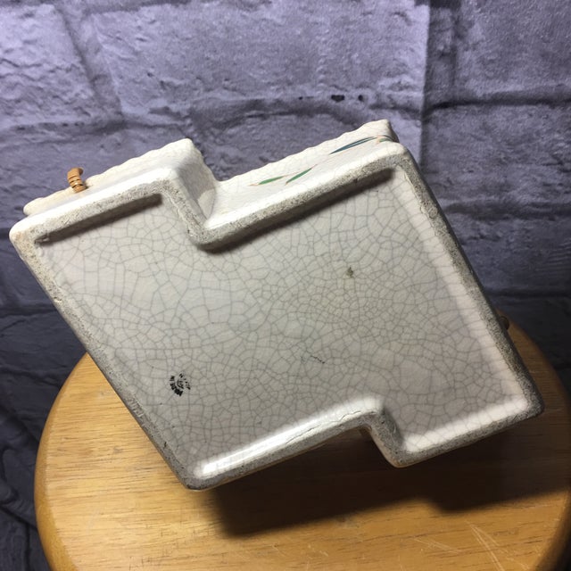 Vintage Hand Painted Floral Design 8 Sided Handled Basket For Sale - Image 10 of 13