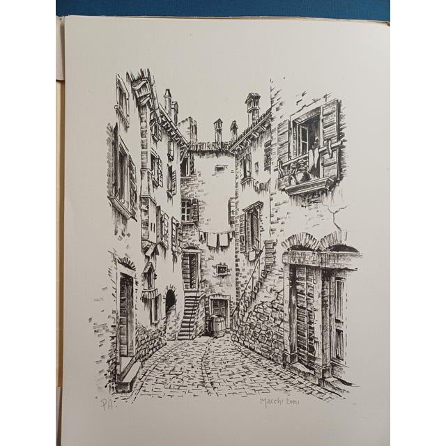 Toni Macchi, Views of a Mediterranean Village, 1978, Ink on Cardboard For Sale - Image 12 of 12
