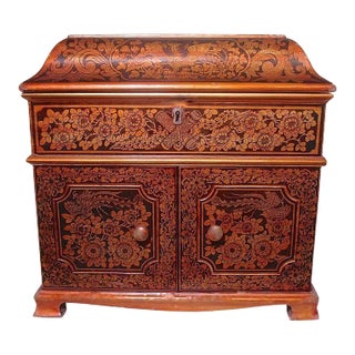 19th Century Large Chinoiserie Penwork Box Table with Mother-of-Pearl Inlay For Sale