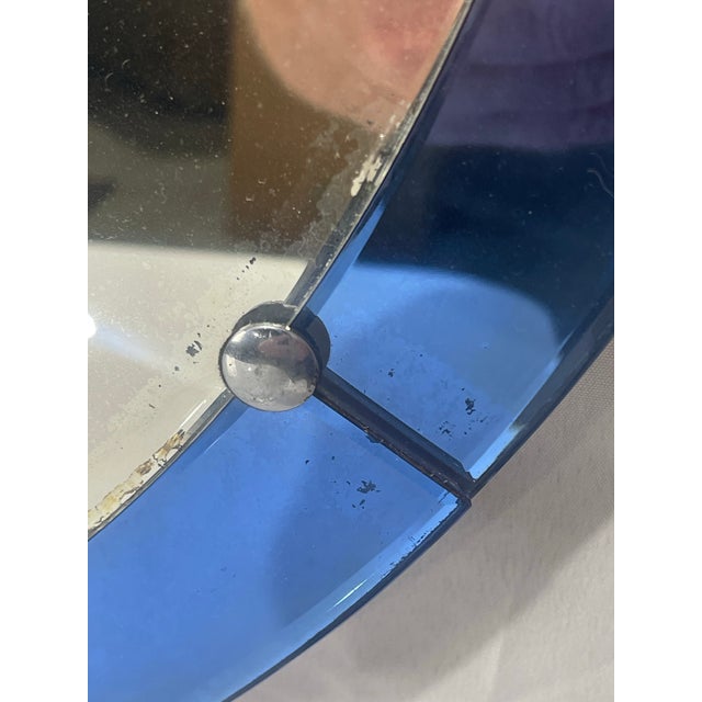 Art Deco Style Round Cobalt Blue Glass Wall Mirror For Sale In Cincinnati - Image 6 of 7