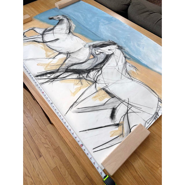 Baby Blue "Horse Beach" Contemporary Work on Paper For Sale - Image 8 of 8