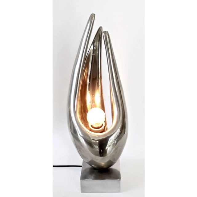 French Nickel Chrome Bronze Table Lamp by Michel Dumas for Maison Charles For Sale - Image 9 of 11