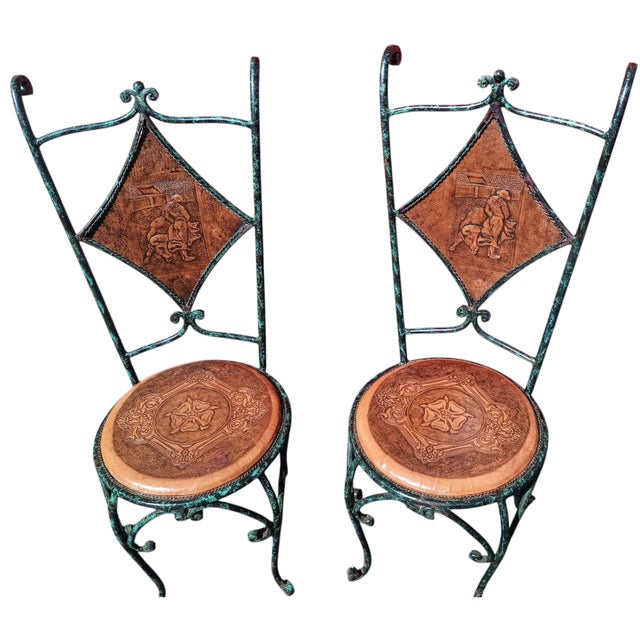 Exceptional Pair of Elegant Iron and Leather Brutalist 1970s French Chairs With Enduring Strength. For Sale - Image 12 of 12