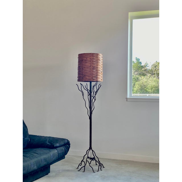 Extraordinary, one-of-a-kind artisan-crafted iron floor lamp. Beautifully resembles the natural textures of a tree with...