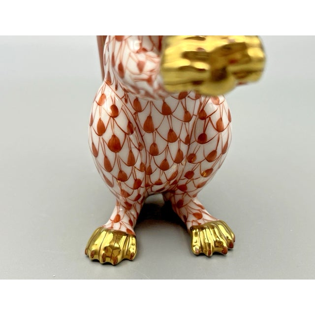 Mid-Century Modern Vintage MCM Herend Rust Fishnet Squirrel Figurine For Sale - Image 3 of 7