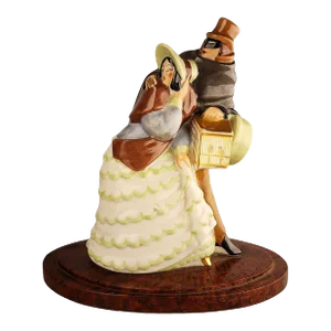 Early 20th Century Art Déco Perfume Lamp of Dressed Up Lady and Masked Man With Cloak by Argilor From Paris, France