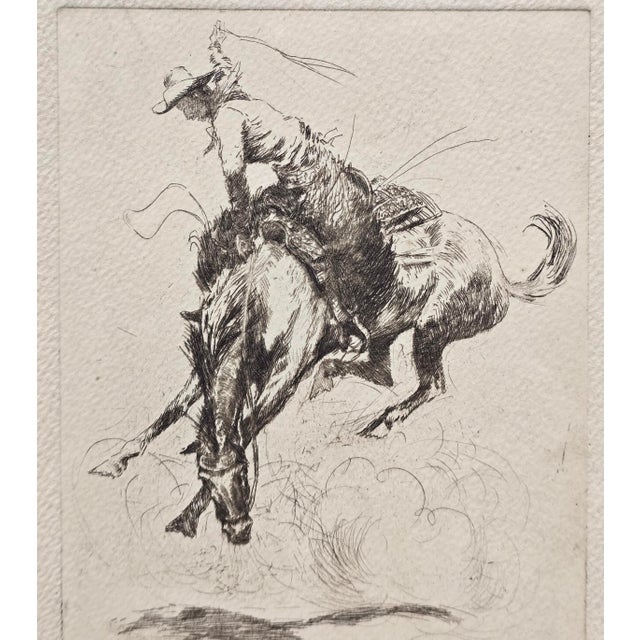 Edward Borein Edward Borein-Who Wins?-Etching & Drypoint, 1931 7x Ranch Presentation Inscription For Sale - Image 4 of 11