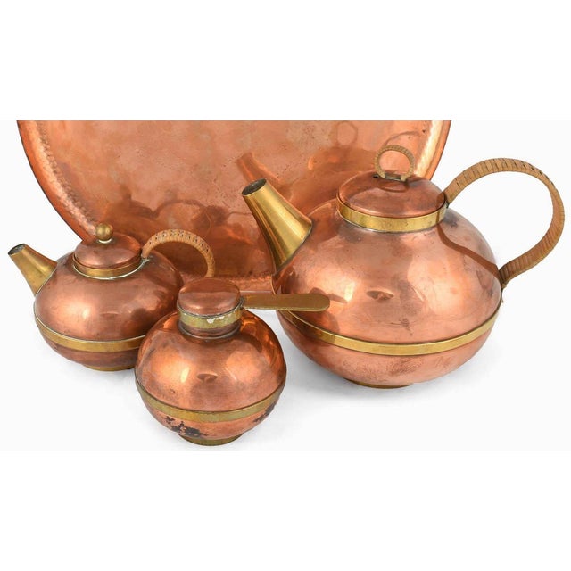 Vintage German Copper Coffee Set by Harald Buchrucker, 1950s, Set of 4 For Sale - Image 3 of 5