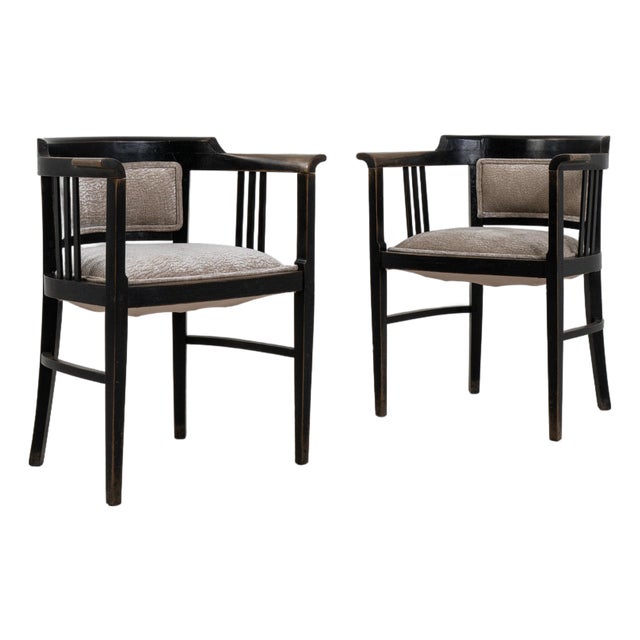 19th Century France Art Nouveau Black Wood Armchair For Sale