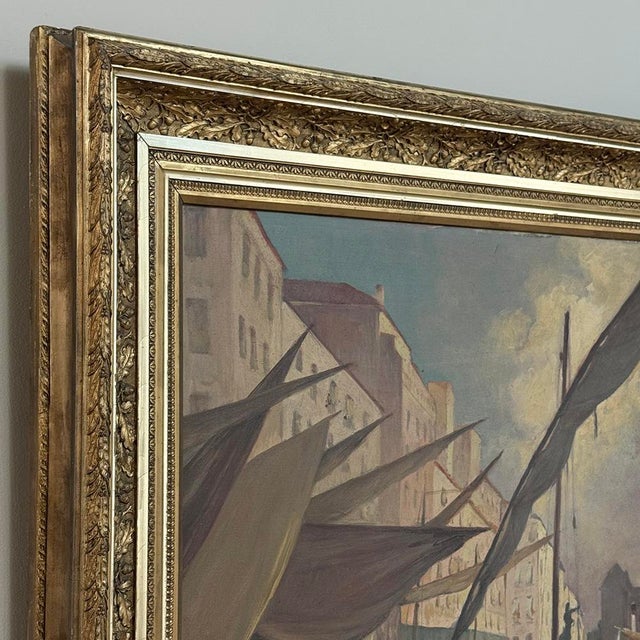 Grand Signed Oil Painting on Canvas by Luigi Tafani, 'View of Venice' Dated 1903 For Sale - Image 15 of 16