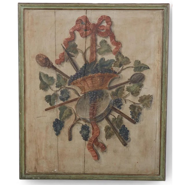 Antique Continental Giltwood & Polychrome Decorated Trophy Panel For Sale - Image 4 of 4