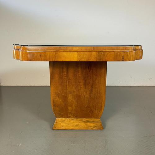 Art Deco Walnut Burr Desk with Glass Top, 1930s For Sale - Image 6 of 10