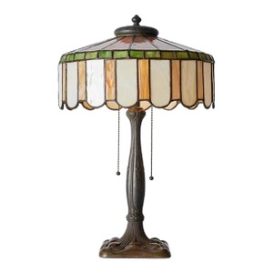 1920s Art Nouveau Slag Glass Table Lamp with Metal Overlay