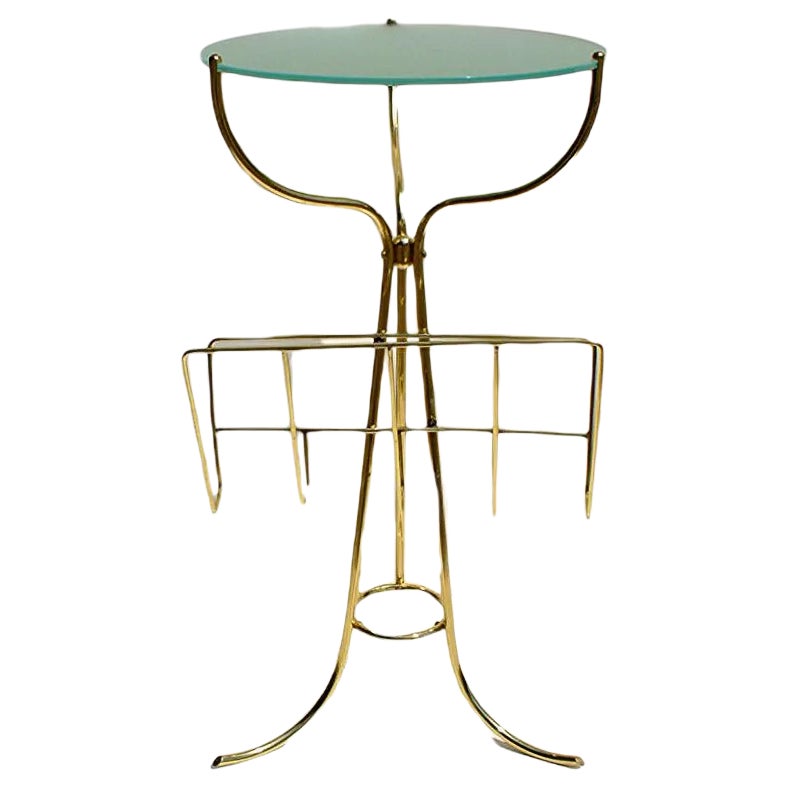 Italian Brass & Frosted Glass Console Table by Cesare Lacca for Fontana ...