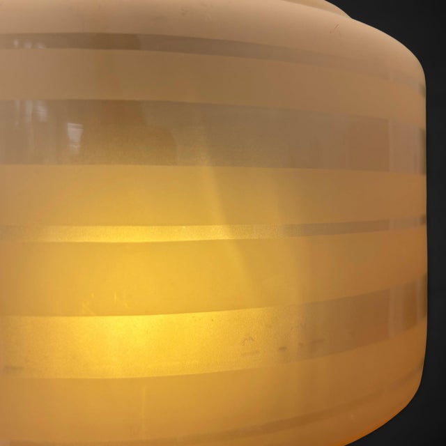 Metal Scandinavian Modern Pendant Lamp in Havana Glass and Steel, Sweden, 1930s For Sale - Image 7 of 8