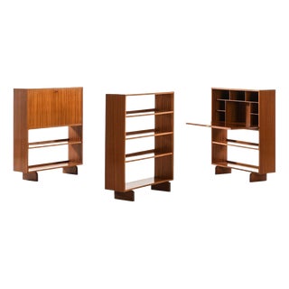 Bookcase and Cabinets in Mahogany attributed to Josef Frank, 1940s, Set of 3 For Sale