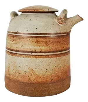 Vintage Signed Organic Lid Jug Pottery Vase